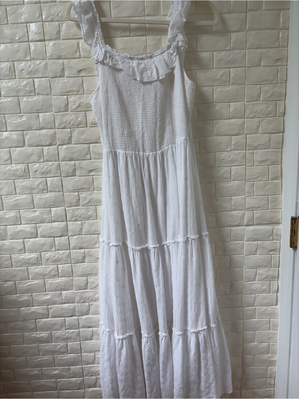 Old Navy White Smocked Ruffle Maxi Dress
